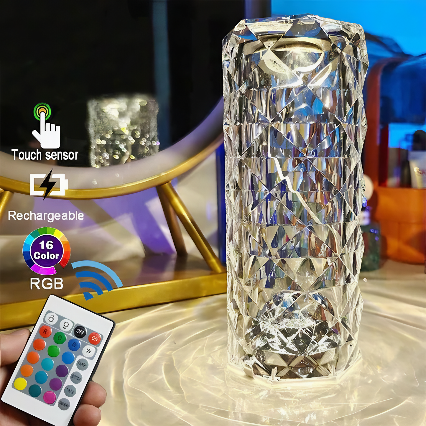 🌈 16 Color Crystal Desk Lamp ✨