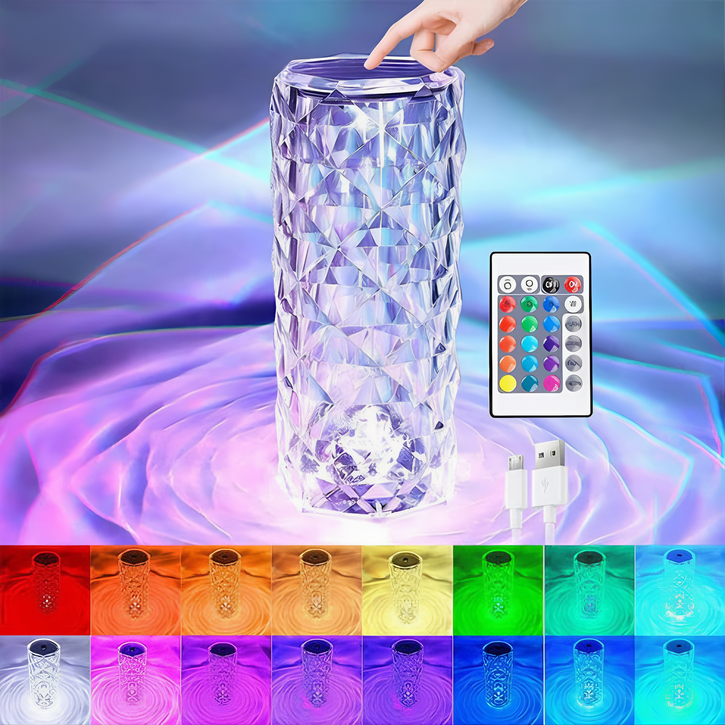 🌈 16 Color Crystal Desk Lamp ✨